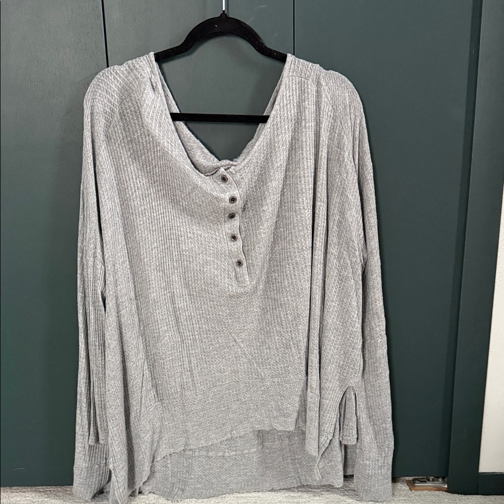 Elegant Gray Button-Down Women's Top